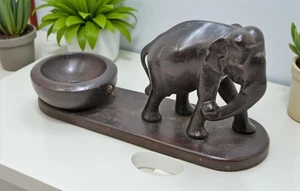 Antique Wooden Elephant Figurine Original Old Fine Hand Carved - Picture 1 of 7