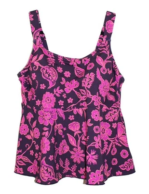 Tankini Lands' End Swim Top Flutter Cuello Redondo 1X Baya Resistente al Cloro NUEVO Foto 1 de 4