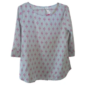 New Pink Owl Apparel Mint Green with Pink Design Short Sleeve Blouse - Picture 1 of 4