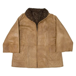 Shearling Womens Overcoat Coat Brown L - Picture 1 of 6