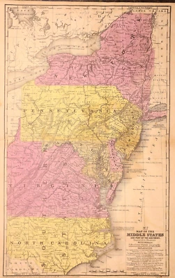 1839 Map ~ MIDDLE ATLANTIC & PART of the SOUTHERN STATES VA, NY, PA (12x17)-#004 - Image 1 of 3