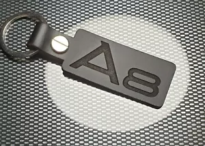 A8 BLACK LEATHER KEYRING B - Picture 1 of 8