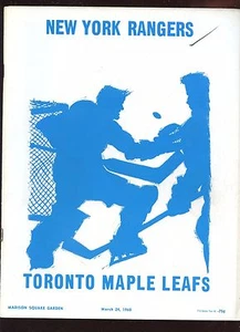 March 24 1968 NHL Hockey Program Toronto Maple Leafs at New York Rangers EXMT - Picture 1 of 1