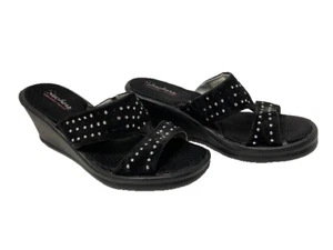 Skechers Damen-Sandalen schwarz Strass Slipper offene Zehenpartie offener Absatz Größe 9 - Bild 1 von 7