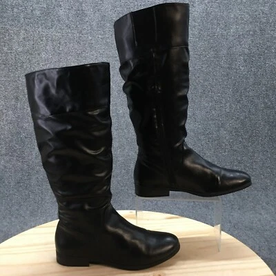 Style & Co Boots Womens 7.5 M Kelimae Tall Riding Black Faux Leather Zipper - Image 1 of 4