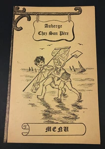 Vintage Auberge Chez Son Pere Montreal Canada Paper Fold-out Menu - Picture 1 of 3