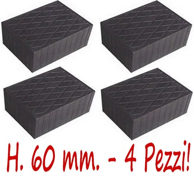 set 4 PEZZI SPESSORI H 60 mm. in gomma per PONTI SOLLEVATORI tampone BLOCCHI @@