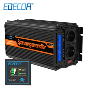 EDECOA 2000W 4000W Power Inverter 12V 220V 230V Convertitore USB LCD - Afbeelding 1 van 9