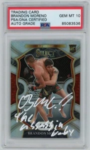Brandon Moreno Signed 2021 Select UFC Silver Prizm RC w/ "The Assassin Baby" PSA - Picture 1 of 2