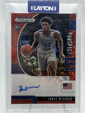2020-21 Panini Prizm Draft Picks James Wiseman /88 Red Scope Rookie Auto #PA-JW