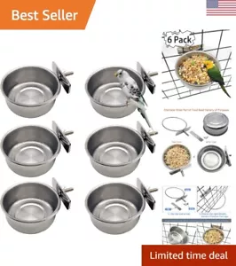 6 Pcs Bird Feeding Dish Cups Parrot Food Bowl Clamp Holder Coop Cup, Bird Cag... - Picture 1 of 8