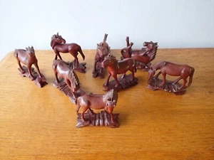 Set Carved Wood Chinese horses - Picture 1 of 24