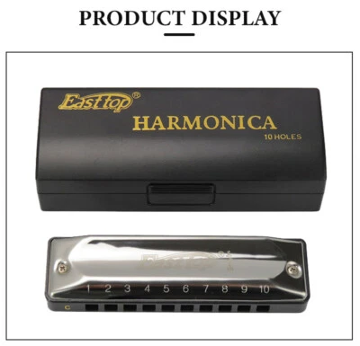 EASTTOP 10 Holes Diatonic Blues Harmonica Key of C Harp Mouth Organ Harmonica US - Image 1 of 4