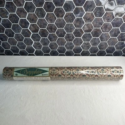 Papel tapiz de vinilo vintage metálico damasco dorado/verde/rojo doble rollo zafiro nuevo Foto 1 de 4