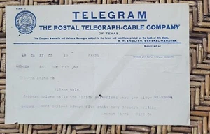 1909 Telegram Indiana Kokomo Western Sales Bonebrake El Reno Oklahoma - Picture 1 of 1