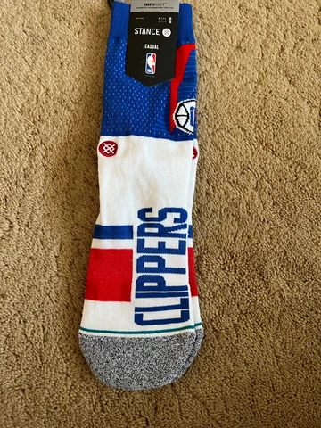 Stance NBA Mens Logo Socks LA Clippers Size Small White Blue Red One Pair Cover