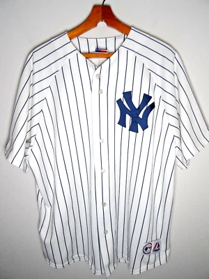 Vintage Majestic New York Yankees Jersey XL 90s White Pin Stripe Home Stitched - Image 1 of 4