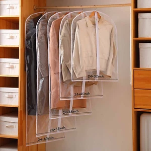 Clear Garment Bags Plastic Dustproof Suit Bag Clothes Protector Zippered 6 Pack - Picture 1 of 7