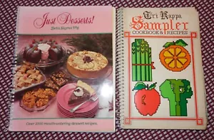 2 VINTAGE SPIRAL BOUND COOK BOOKS BETA SIGMA PHI JUST DESSERT TRI KAPPA RECIPES - Foto 1 di 4