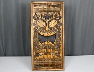 Placa de pared Tiki de madera tallada a mano por Great Scott (Marino) Designs 26" decoración de barra - Imagen 1 de 11