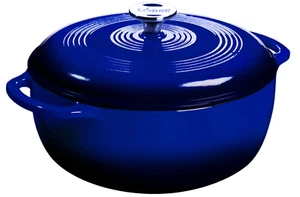 Lodge emaillierter Gusseisen Dutch Oven mit Deckel zwei Griffe blau 7,5 Quart - Bild 1 von 7