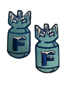 2 F Bomb Iron On Sew on Patches Frosty Aqua Blue and White 1"x2" Morale - Picture 1 of 2
