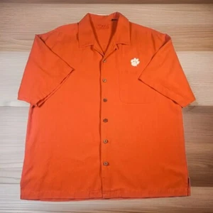 Eagle Dry Goods Silk Clemson Tigers Button Up Short Sleeved Shirt Mens Size L - Picture 1 of 10