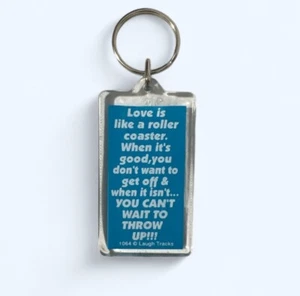Vintage Kalan Novelty Lucite Keychain LOVE IS LIKE A ROLLER COASTER - Picture 1 of 2