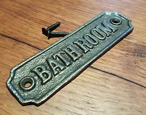 Natural Cast Iron Wall Mounted BATHROOM Plaque For Door - Toilet Loo Garden Sign - Picture 1 of 4