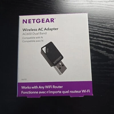 NETGEAR AC600 Wi-Fi USB 2.0 Mini Adapter for Desktop PC - Black, New Unopened - Image 1 of 4