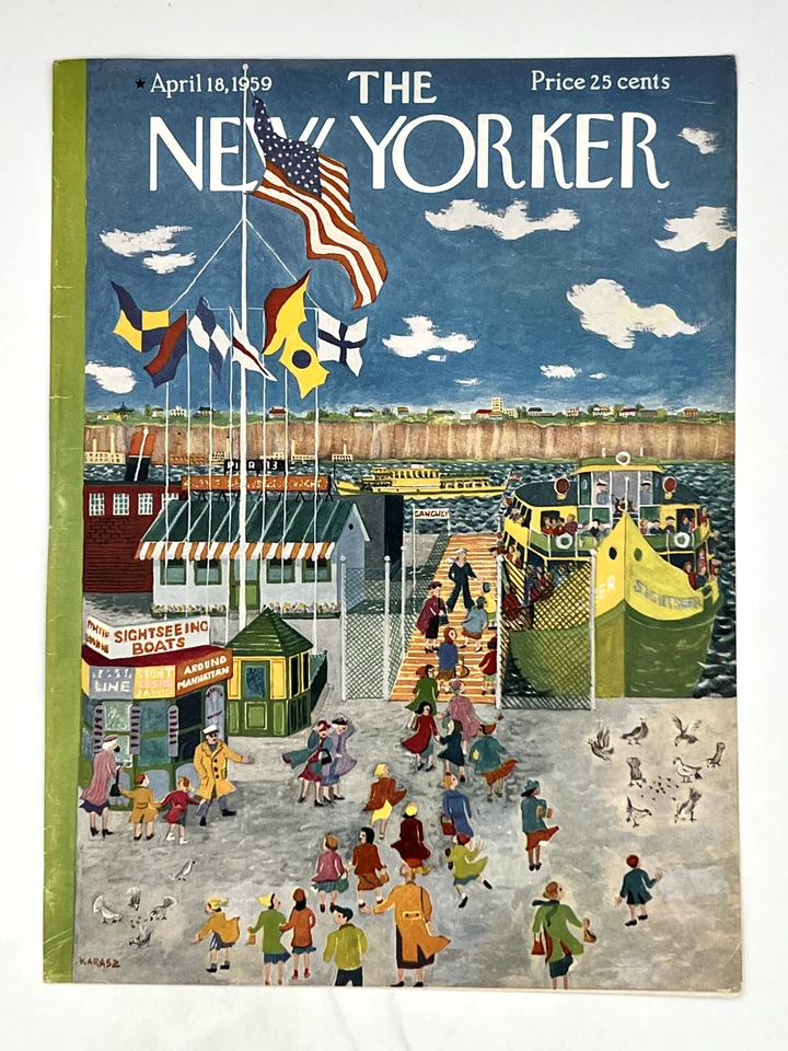 Original April 18, 1959 New Yorker Cover: Boarding Manhattan sightseeing boat - Image 1 of 1
