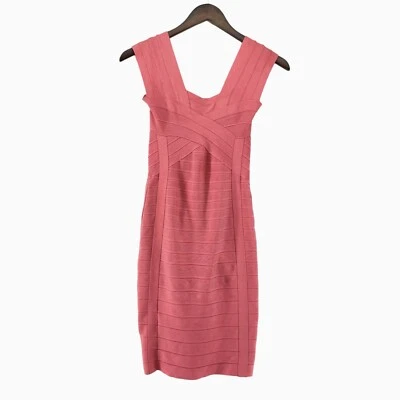 Herve Leger Peach Blush Coral Bandage Bodycon Dress Size XS - Image 1 of 4