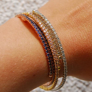 Goldmaid Armband Memoire 96 Zirkonia 925 Sterlingsilber in drei Farben wählbar - Bild 1 von 11