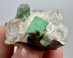 Hochwertige voll abgeschlossene smaragdgrüne Kristall auf Quarzmatrix, 179 Karat - Bild 1 von 19