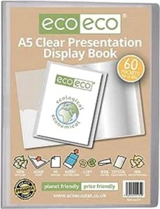 eco eco A5 Display Book 60 Pocket Presentation Clear 50% Recycled  - Picture 1 of 4