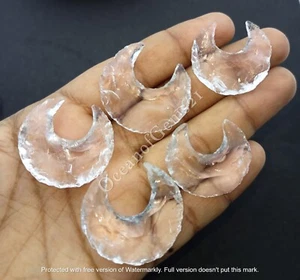 Manmade Clear Quartz Moon Carved Stone, 4 Piece, Loose Gemstone Cabochon - Picture 1 of 9