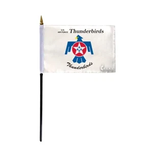 AGAS US Air Demo Squadron - Thunderbird Military Stick Flag-4"x6"-11" Poste-Nylon - Imagen 1 de 1