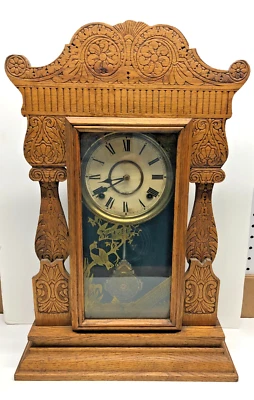 Gilbert 8 Day Time & Strike Oak Shelf Clock One Family Owned , No Res.  $ 95.00 - Image 1 of 4