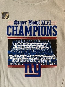 NFL NEW YORK GIANTS Gray Womens SUPER BOWL XLVI Team Photo Football Shirt MEDIUM - Picture 1 of 4
