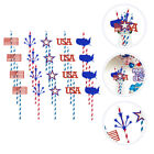 20 Pcs Straw for National Day Independence Straws Disposable Flag