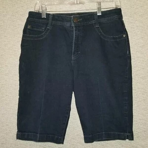 Nine West Womens 10 Jean Shorts Lucie Bermuda Comfort Stretch Dark Wash Denim - Picture 1 of 13