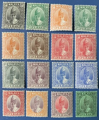 MALAYA PERAK 1938-41 Short set SG103-118 - see description - Mint  Cat £330+ - Image 1 of 4
