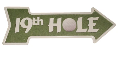 19th Hole This Way Tin Metal Sign Arrow Golfer Golf Course Pro Shop Bar Man Cave - Image 1 of 4