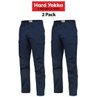 Mens Hard Yakka Work Pants 3056 Ripstop 2 Pk Stretch Cargo Slim Fit Tough Y02255