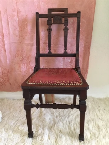 Antique Victorian Eastlake Side Chair Petite Carved Needs New Seat Cover