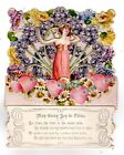 Valentine, Floral Victorian W/ Beautiful Woman, Fold-Out To Stand, Ca1900s-1910S