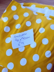 oilcloth offcut yellow polka dot pvc craft - Picture 1 of 1