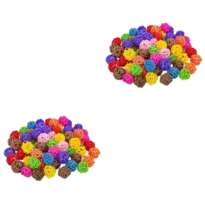  100 pcs Colorful Handmade Wicker Rattan Balls Decorative Pet Bird Chew Toy - Picture 1 of 12