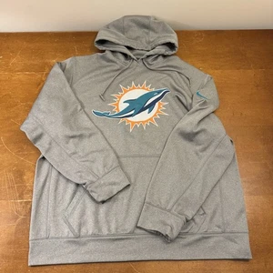 Miami Dolphins Hoodie Mens Extra Large Gray Pullover Football Therma Fit Nike - Picture 1 of 11