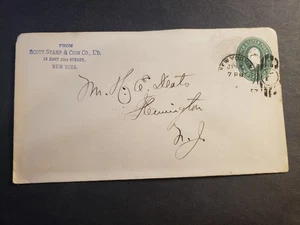 1897 SCOTT STAMP & COIN Co, NY Postal History Cover to FLEMINGTON, NJ - Picture 1 of 2